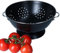 Passoire rétro 27,5 cm | Passoire de cuisine rétro avec poignées et pied | Passoire en acier laqué noir pour pâtes, légumes et fruits