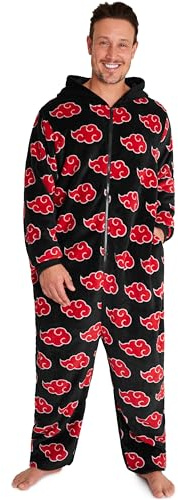 NARUTO Onesie Männer und Jugendliche M-3XL, Erwachsene Anime Jumpsuit, Akatsuki Design mit Kapuze, Geschenk für Fans