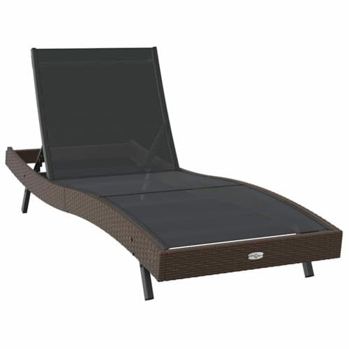 vidaXL Sunlounger Brown 70 x 197 x 82 cm Poly Rattan and Metal, Relaxing Outdoor Lounger, Contemporary adjustable sun bed, Stylish patio recliner for summer relaxation, UV resistant design