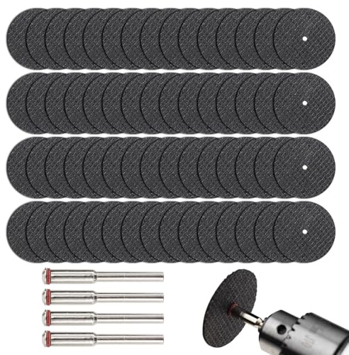 Hsrag 60PCS Rotary Tool Cutting Discs (Black Mesh), Cutting Wheel with 4pcs 3.0mm Mandrels, High-Speed Cutting Wheels for Dremel Rotary Tools & DIY Metal Cutting