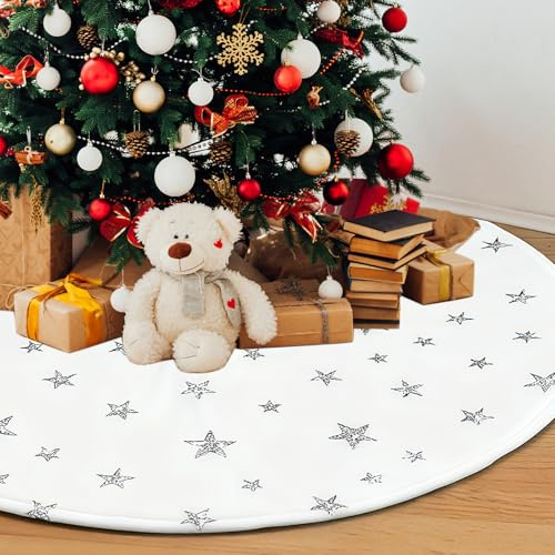 dellyy Gonna Albero di Natale, Copri Base Albero Natale 120 cm in Peluche Bianco, Tappeto Albero Festivo per Sotto Albero Festivo
