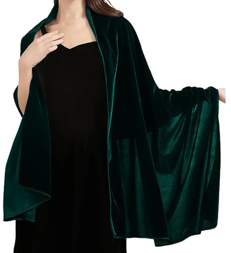 Damen Schal aus Samt für Hochzeit, Brautjungfern, Oberbekleidung, Abendparty, Ballkleid, Zubehör, Schal (Green, One Size)
