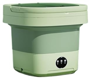 Lavadora plegable portátil Home 7/11L con secadora de gran capacidad for calcetines(Green 11L blue light)