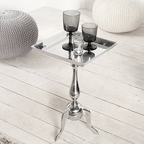 cagü - Design BAROCK BEISTELLTISCH [Laval] ECKIG Silber aus Aluminium 55cm HÖHE