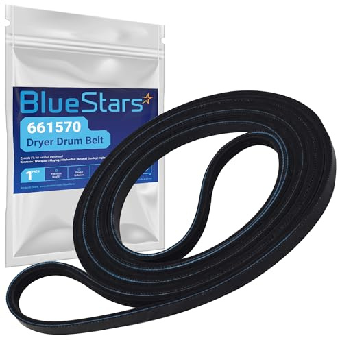 BlueStars Courroie de tambour 661570 3387610 compatible avec sèche-linge Whirlpool Kenmore remplace AP5983729 661570V 3389728 3393999 PS11722115 WED94HEXW0 WED94HEXW1