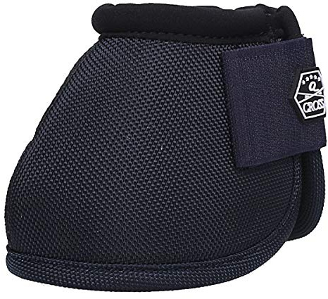 QHP Springglocken Technical Hufglocken mit No Turn-Einsatz, Klettverschluss, Extra Starke Rückseite, Q-Cross Line (S, Navy)