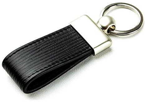 DELMON VARONE - Personalisierbarer Schlüsselanhänger Premium Manhattan Leder schwarz - Schlüsselband mit individueller Gravur - Schlüssel Lederanhänger Geschenk-Idee für Deine Liebsten personalisiert
