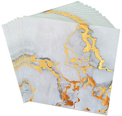 BESTONZON 20 Pack Cena Decorativas Servilletas Pintura desechable Papel Party Servilletas Bodas Baby Shower Vacaciones Party Supplies (Oro Rosa)