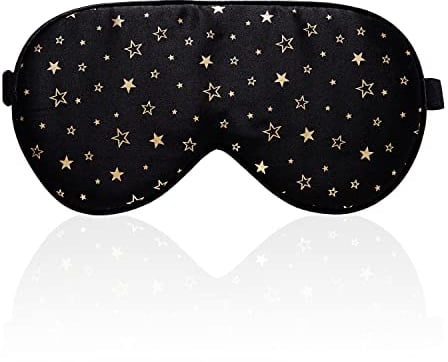 townssilk 100% Seiden-Schlafmaske mit verstellbaren Bändern, bequeme und super weiche Augenmaske ultimative Schlafhilfe, Augenbinde goldener Stern