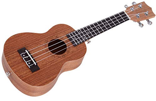 HOMCOM Ukelele 21 Pulgada Ukelele Soprano de Iniciación para Principiantes Ukelele Concierto Hawaiian Cuerdas Aquila de Nylon Material Madera 53x17,5x6,2 cm