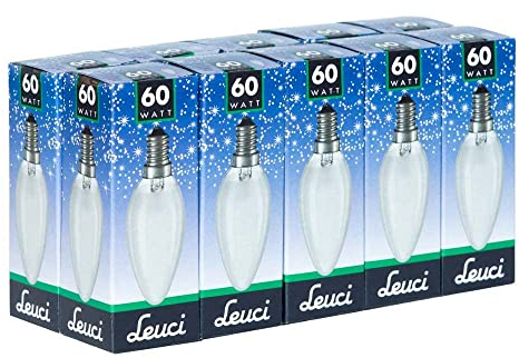 Leuci 10 x Glühbirne Kerze E14 klar Glühlampe Kerzen Glühbirnen Glühlampen warmweiß dimmbar (matt, 60 Watt)