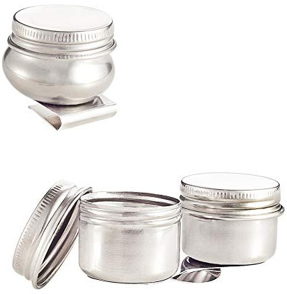PH PandaHall 2 set Grande tavolozza in acciaio inox contenitore Doppio tavolo singolo Dipper Tavolozza per solvente con tappo a vite per olio e vernice
