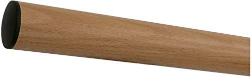 TIBU Buche Holz Handlauf Geländer 30-500cm mit schwarzen Endstücken Wandhandlauf Wand Treppe, Länge 4100 mm / 410 cm / 4,1 m und Enden leicht gewölbte schwarze Kappe
