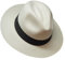 Borges & Scott Der Japura - Signatur Fedora Panama Hut - Weiß mit schwarzem Band - Rollbarer und ultraleichter echter Panama Hut - 60cm