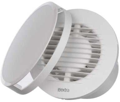 EUROPLAST Diameter 100mm Bathroom Extractor Fan with Timer and Humidistat Round - 4 inch Extractor Fan Bathroom Humidity Sensor with a Front Panel - White Ceiling and Wall Mounted Fan