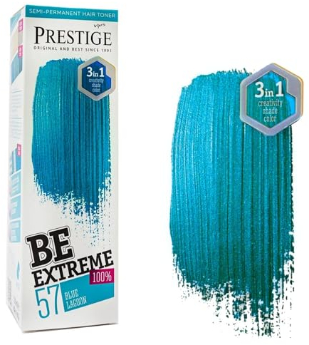 Vip's Prestige Be Extreme | Semipermanenter Haartonisierer 57 Blue Lagoon | Reines Pigment | Verleiht gefärbten oder grauen Haaren Farbe | Temporäres Ergebnis | Ammoniakfrei, Parabenfrei, PPD-frei