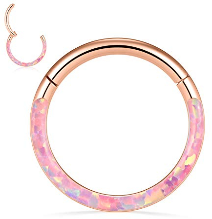 16G Opal Nasenringe Septum Clicker 316L Chirurgisches Stahlsegment Helix Knorpel Ohrringe Creolen Daith Piercing Schmuck