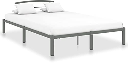 vidaXL Bettgestell Bett Metallbett Schlafzimmerbett Doppelbett Bettrahmen Schlafzimmermöbel Ehebett Lattenrost Grau Metall 160x200cm