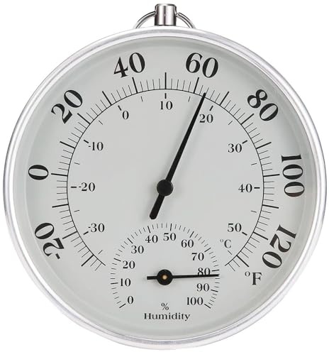 Indoor Outdoor Thermometer - Weather Dial Hygrometer Thermometer, No Battery Required Hanging Hygrometer for Wall, Table, Car, Greenhouse or Decorative, Round 4 in Diameter