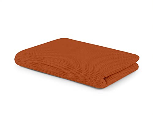SETEX Waffelpiqué Kuscheldecke, Vielseitige Decke aus 100% Baumwolle, Geeignet als Wohndecke, Tagesdecke, Sommerdecke, Outdoordecke und mehr, 150 x 200 cm, Cognac