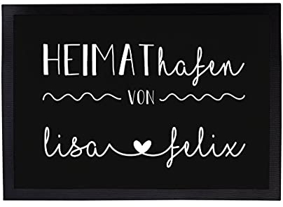 Personalisierte Fußmatte | Fußmatte Familie personalisiert | Fußmatte für Paare & Familien | Heimathafen | Herzdesign (Heimathafen)