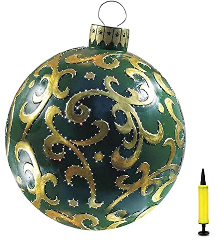 Hiraith Bolas de Navidad Inflables Al Aire Libre - 60 cm de PVC, Gigante Con Bomba, Decoración de Manualidades Para Familia y Fiesta