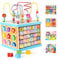 Wondertoys Wooden 5 in 1 Multipurpose ABC-123 Abacus Bead Maze Shape Sorter baby Activity Cube Toy