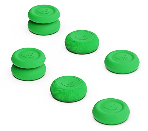 Skull & Co. Skin, CQC und FPS Daumengriff-Set Joystick-Kappe Analog-Stick-Kappe für Nintendo Switch Pro Controller & PS5 / PS4 / Slim/Pro Controller - Neon-Grün, 3 Paare(6Stk)