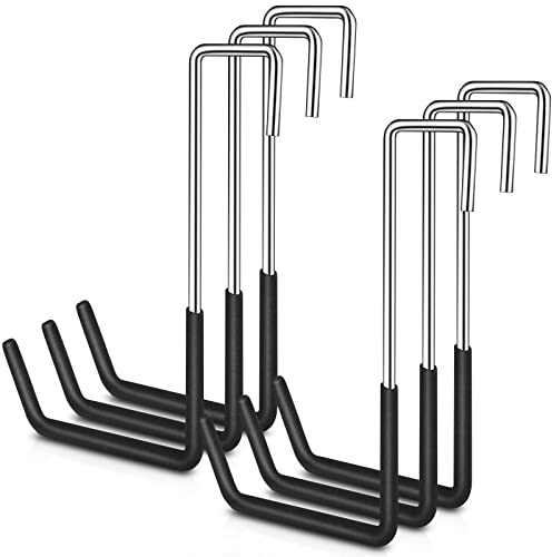 Confezione da 6 ganci resistenti per appendere ganci a S rivestiti in vinile grandi per appendere scala, grucce per biciclette, garage, organizer nero