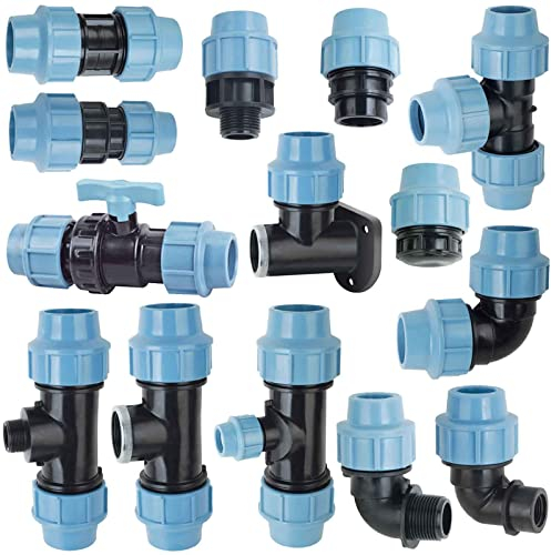 MegaHaustechnik PP Fitting Klemmverbinder Verschraubung - Wandwinkel mit 1/2 Rohr Zoll Innengewinde IG für PE Rohr-Außendurchmesser 20mm