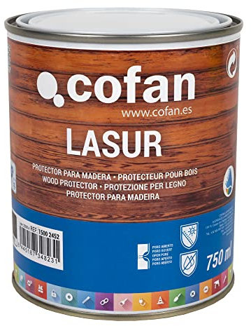 Cofan Lasure Protection à l'eau pour Bois | Couleur Chêne avec finition mate | Pot de 750 ml