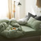 Michorinee Housse de Couette 200 x 200 cm Vert D'Été - Parure de Lit Adulte 2 Personnes avec Fermeture Éclair Sets de Housse Couette en Microfibre avec 2 Taie d'oreiller 65x65 cm