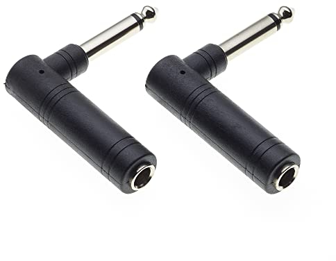 Keple 6,35 mm Mono-Klinkenstecker auf 6,35 mm Mono-Buchse 90-Grad-Adapter für Gitarre, AMP, Lautsprecher, 2 Stück