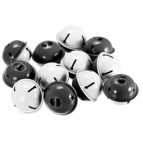 sourcing map 30 Stück Glöckchen Bastelglocken 40mm aus Karbonstahl mit Sternausschnitten für DIY Weihnachtsfeier Partydekoration Schlüsselanhänger Schwarz Weiß
