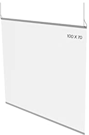 Mampara de Techo Suspendida - Cristal Transparente PVC Regulable - Pantalla Protectora de Mostrador para Oficinas o Negocios - Tamaño de 100x70 cm - Grosor de 0,7 mm