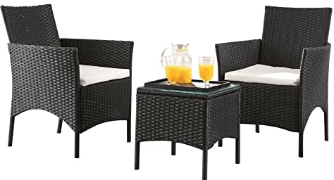 MaxxGarden Salon de Jardin Extérieur, Ensemble de Mobilier, Surface Tressée en PE, Table et Chaises, pour Terrasse, Jardin, Balcon
