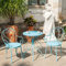 3-Teiliges Bistro-Set, Schmiedeeisen, Runder Gartentisch Und Stühle, Gartenterrasse, Balkon, Metalltisch, Möbel Für Garten, Hinterhof, Balkon,Blau