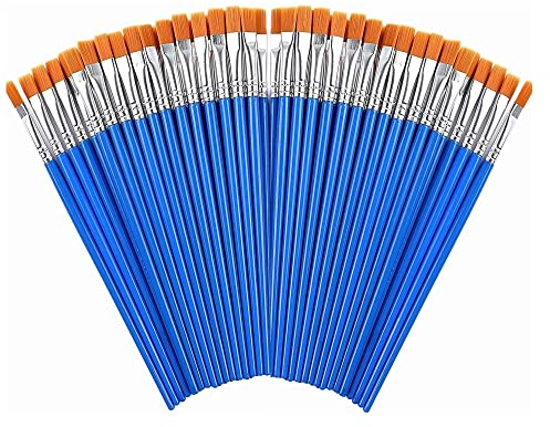 60 Stück Pinsel, Runde Flache Kleine Pinselset Pinsel Set Acryl & Ölgemälde Perfekt für Anfänger, Künstler und Gemälde Liebhaber (60 Flache)