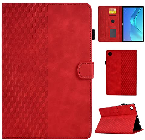 CASAFUNY Hülle für Huawei MediaPad M5 /M5 Pro 10.8 Zoll 2018, PU Leder Tablette Schützhülle Multi-Winkel Ständer Cover Case für Huawei Mediapad M5 10/ M5 10 Pro Tablette, Rot