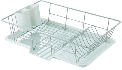 Sweet Home Collection Drying and Storage-Includes Cutlery Holder and Drainboard-Maximize Countertop Space, Metal Plastic, Mint