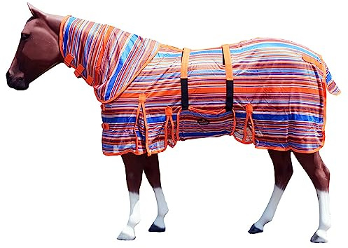 HILASON Sábana para moscas de caballo de 167,6 cm con cubierta para el cuello, protección de rayos ultravioleta, malla contra insectos, mosquitos, verano, primavera | Sábana para moscas
