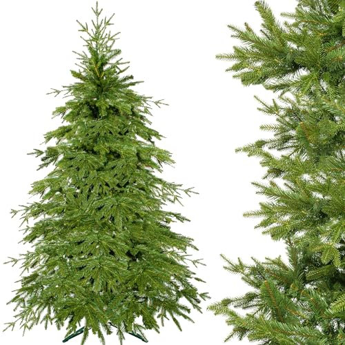 SPRINGOS Árbol de Navidad artificial de abeto natural, 120 cm, polietileno, incluye soporte