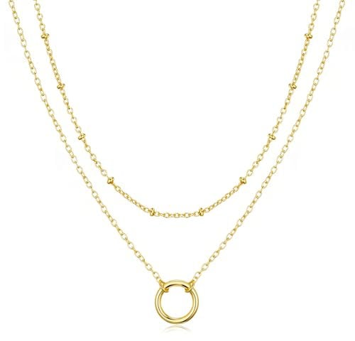 Philip Jones Gold Plated Double Layered Circle Necklace