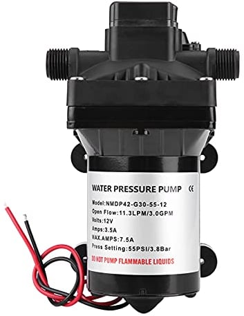 Pompe à Eau Haute Pression DC 12V, Pompe à Eau Auto-amorçante, Pompe à Pression pour Camping-car, Pompe à Eau Sous Pression, pour Caravanes Bateaux Pelouses Camping-cars