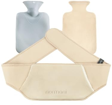 Wärmflasche mit Gürtel - Taillen- und Rückenwärmer - Wärmflaschengürtel aus weichem Material Farbe Beige Größe 140 x 18 cm