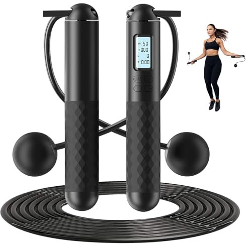 Cordless Skipping Ropes for Adults, Skipping Rope with Counter Wireless Skipping Rope Smart Digital Gravity Ball Jump Rope Jump Rope Machine Skipping Ropes for Fitness Exercise