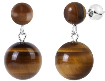 Ohrringe Damen Ohrstecker 925 Sterling Silber, Tigerauge-Stein