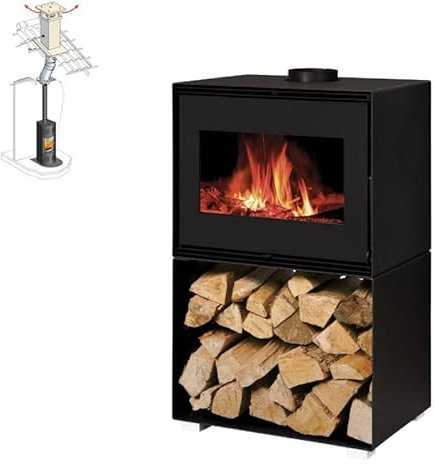 INTERSTOVES - Pack INTERSTOVES Poêle à bois MATTEO 10 bûches 50cm + Kit Conduit 150 - Noir