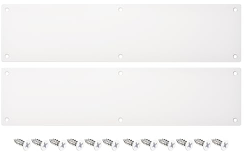 sourcing map 2pcs Door Kick Plate, 4 x 16 Inches Aluminum Kick Plate Door Plate, 2 MM Thickness, for Exterior Front Door or Back Door, White