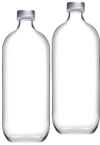 Emilja Glasflasche mit Drehverschluss 1L -2 Stück - Flasche Wasserflasche